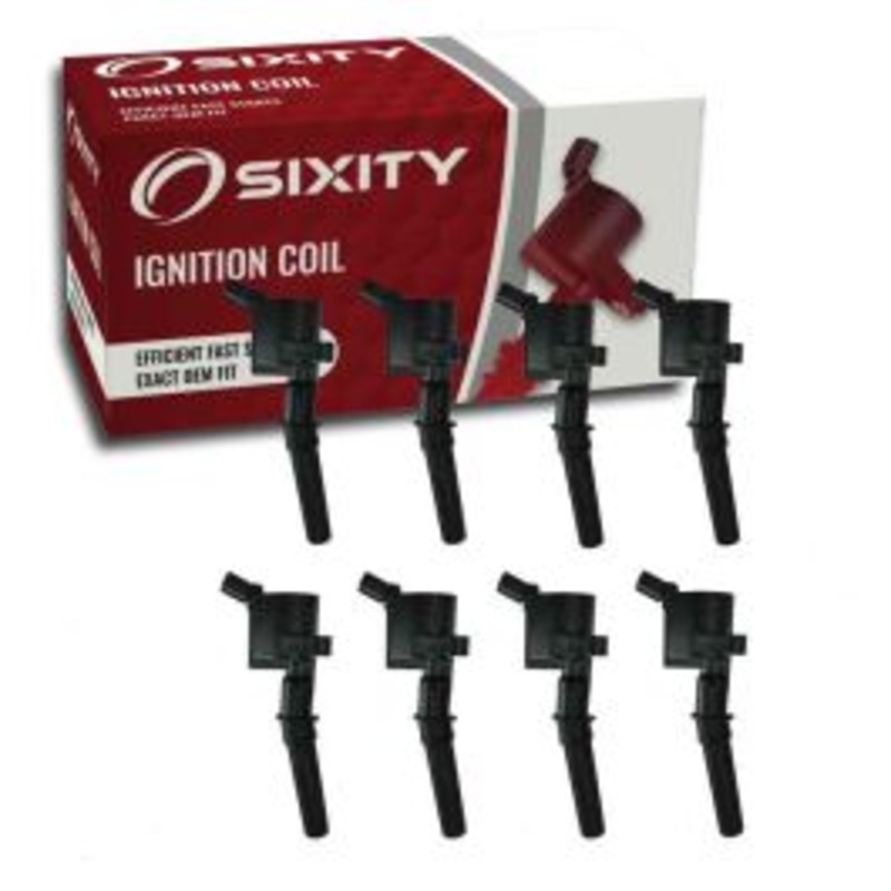 8 pc Sixity Ignition Coils for 2003-2014 Ford E-150 4.6L 5.4L V8 - Curved Boot Coil Pack